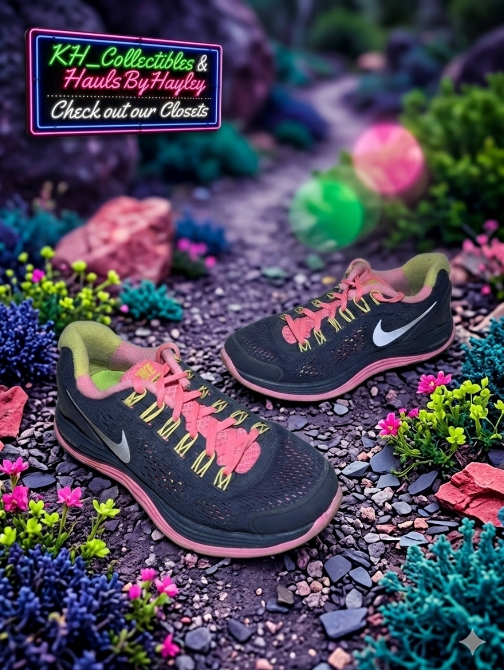 Nike Lunarglide+ 4 Women's Size 6 Obsidian Pink Volt Running Shoes